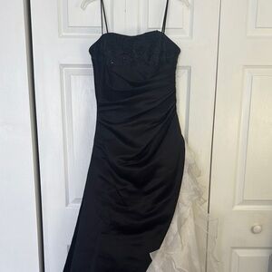 Jump Black Asymmetrical Ruched Sheath Dress